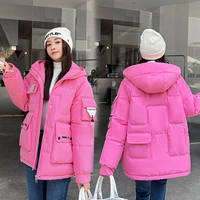 2022 short winter jacket women warm hooded down jacket parkas female casual loose outwear korean cotton padded winter coat