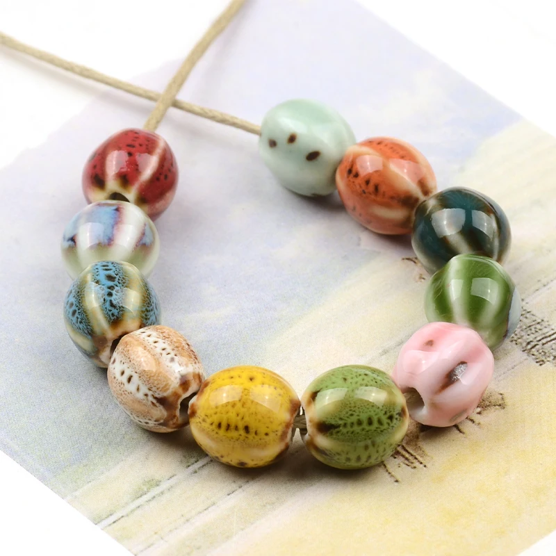 

Retro Pumpkin Ceramic Beads Loose Porcelain Spacer Beads For Handmade Diy Jewelry Making Bracelet Jewelry Accessories