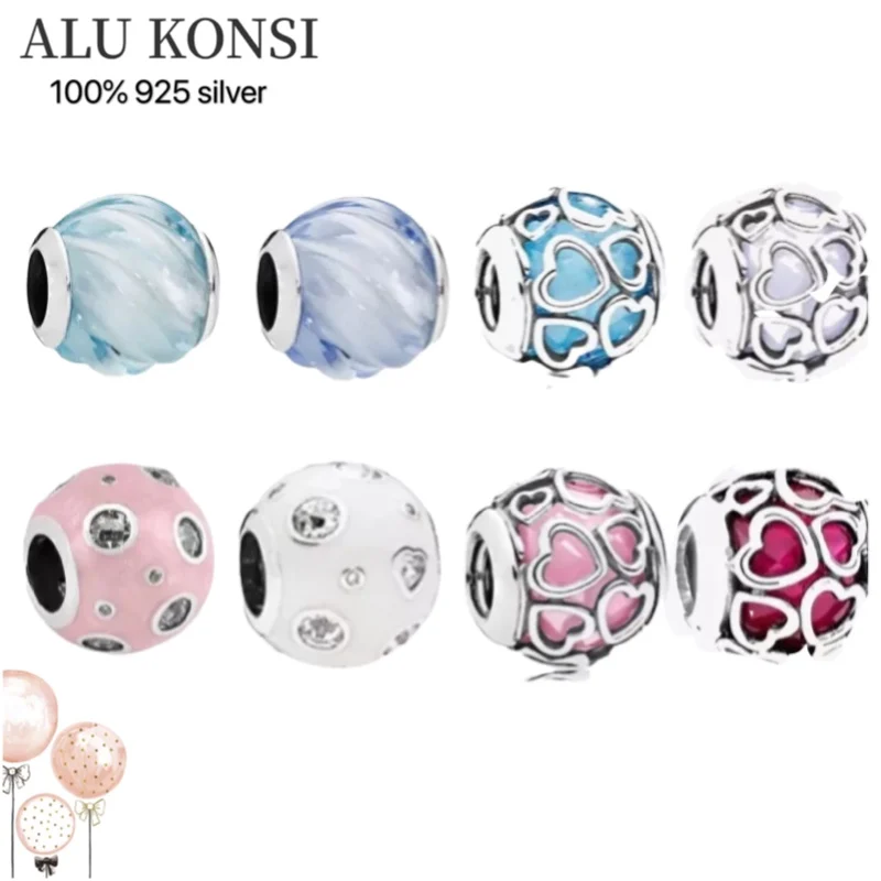 

Стеклянные бусины из серебра 925 пробы с пузырьками океана