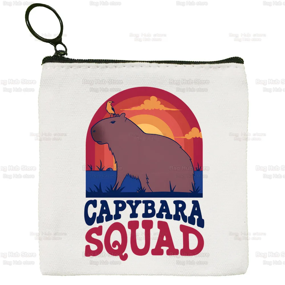Cute Capybara Cartoon Kawaii Simple Coin Purse Female Student Canvas Cute Key Bag Mini Clutch Small Purse