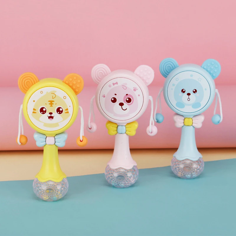 Baby Music Flashing Rattles Toys Infant Cute Rabbit Hand Bells Early Educational 0-12M Pink /Orange /Green /Blue | Игрушки и хобби