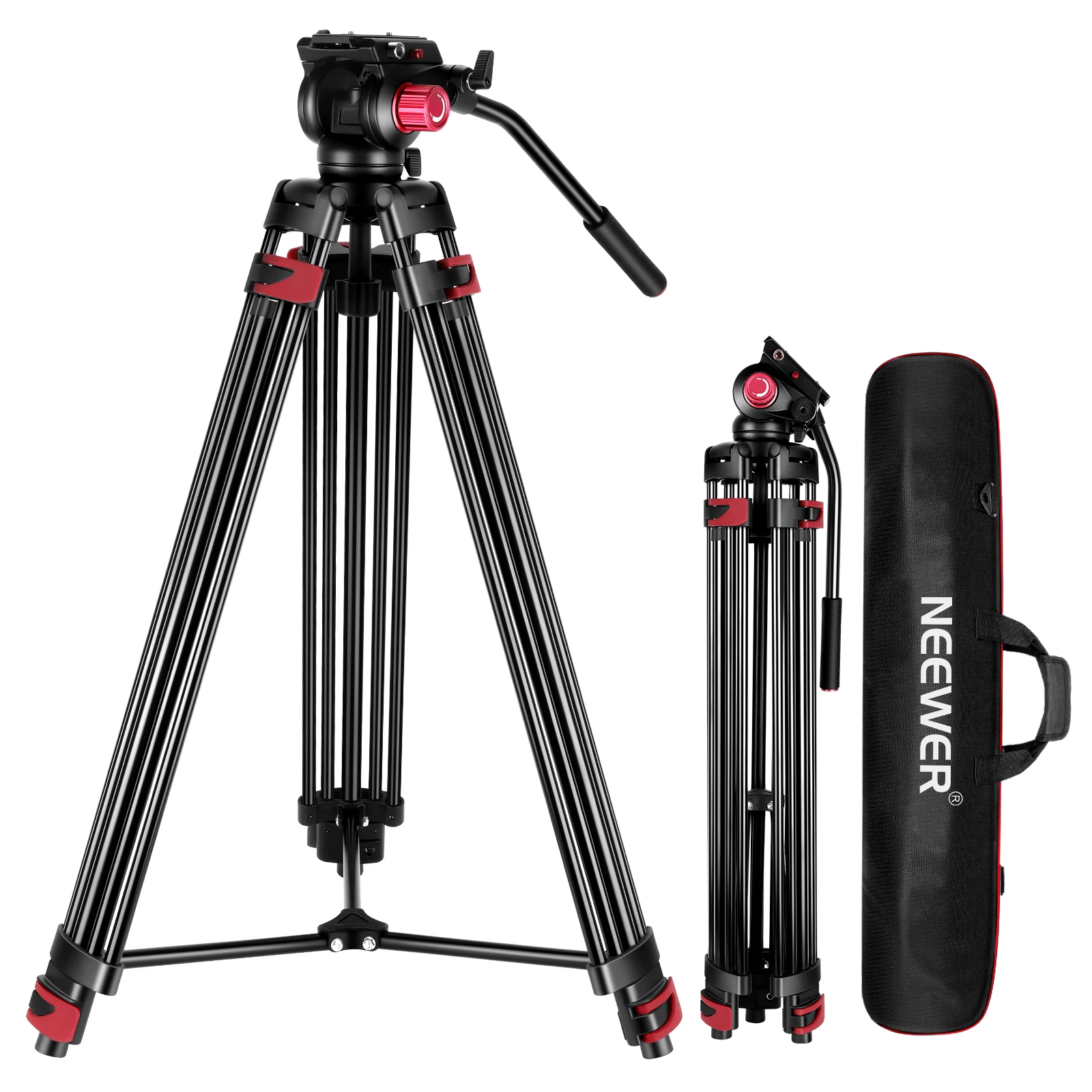 NEEWER 79"/200cm Video Tripod, Heavy Duty Aluminum Alloy Camera Tripod Stand with 360° Fluid Drag Head,