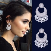 missvikki new design fashion round pendant earrings full cubic zirconia earrings for woman jewelry boucle doreille femme