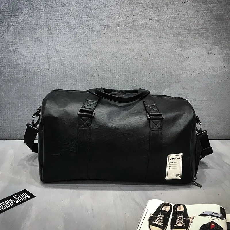 Leather Luggage Bag With Shoe Compartment Multipurpose Waterproof Shoulder Bag For Running Fitness