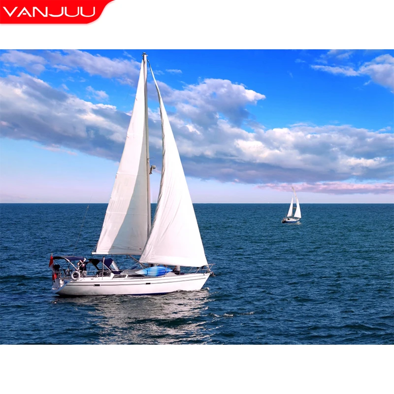 

Diamond Painting Sailboat 5D DIY Diamond Embroidery Nautical Landscape Mosaic Full Square/Round Diamond Cross Stitch Gift