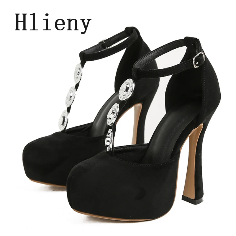 Hlieny/весенне-осенние туфли-лодочки на платформе с пряжкой и ремешком женские