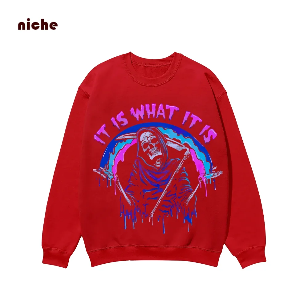 Флуоресцентный Контрастный ЦВЕТНОЙ свитер с принтом в виде черепа и букв чистый