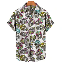 2022 horror skull 3d print hawaiian shirt men women unisex short sleeved fashion top loose breathable shirt 5xl summer