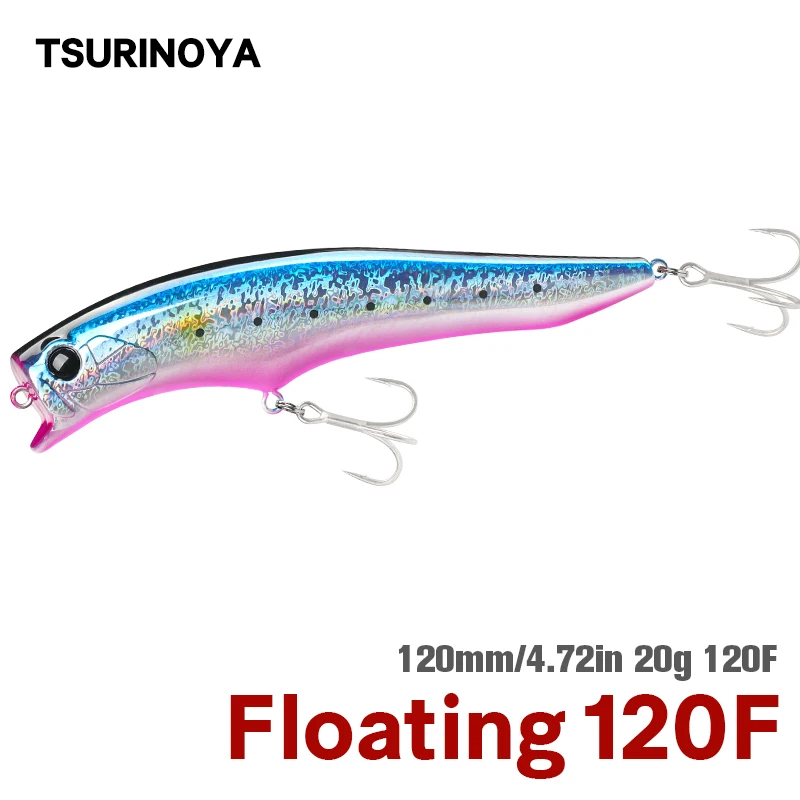 TSURINOYA 120F Shallow Floating Minnow Fishing Lure GORGO 0-30cm 120mm 20g Tungsten UV Sea Fishing Lure Seabass Beach Hard Bait