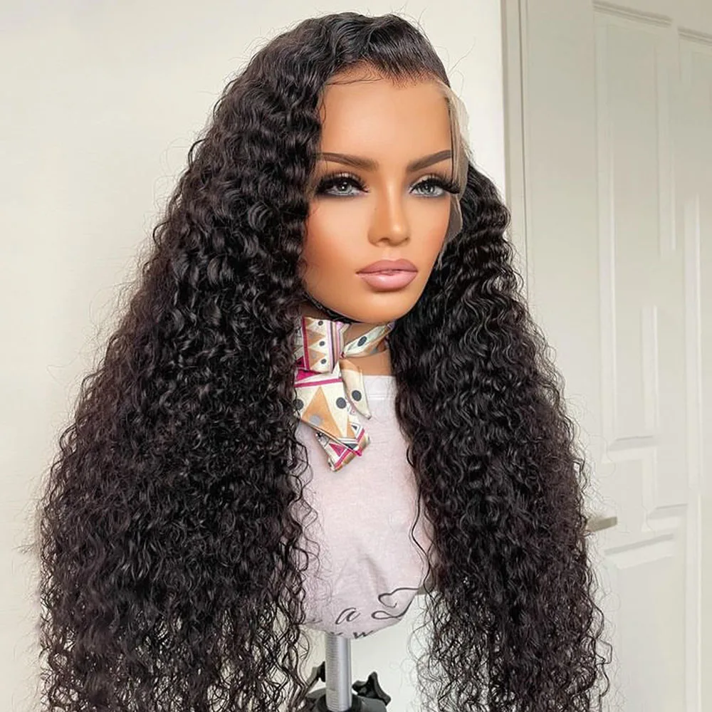 26Inch 180%Density Kinky Curly Side Part Glueless Lace Front Wig For Women With Baby Hair Heat Resistant Hair Natural Hairline