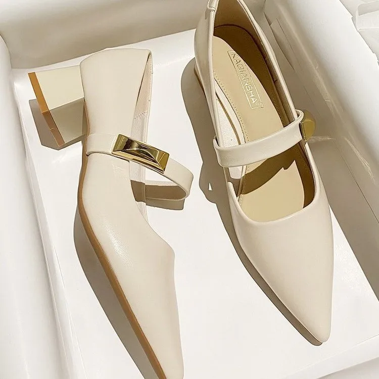 Туфли женские без застежки брендовые сандалии на каблуке туфли-лодочки с