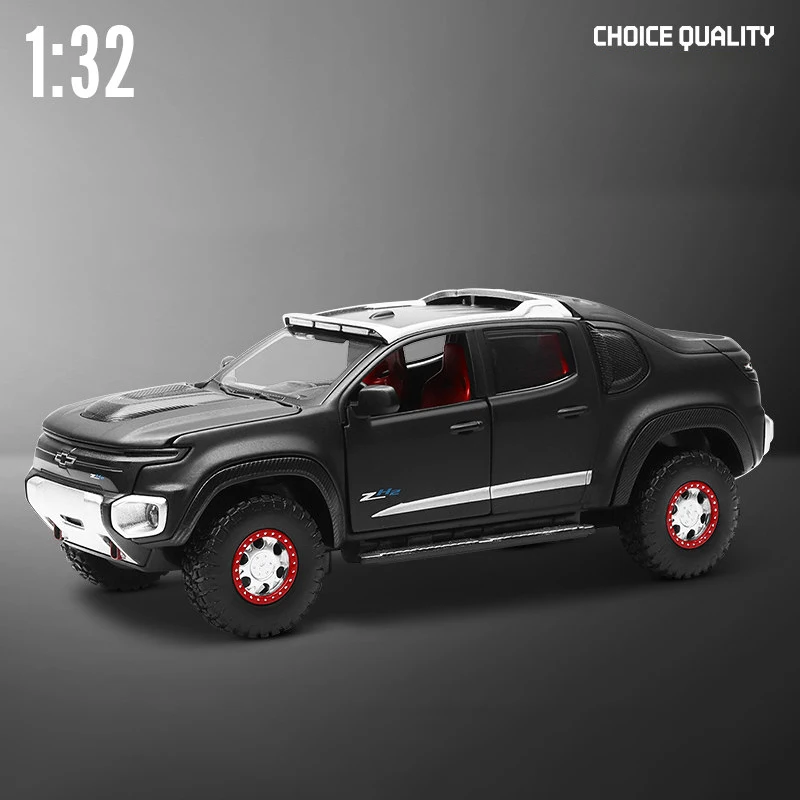 

Модель автомобиля из сплава в масштабе 1:32 для Chevrolet Chevy, Колорадо, ZH2, игрушечные автомобили, модель автомобиля со звуком и светом, коллекцион...