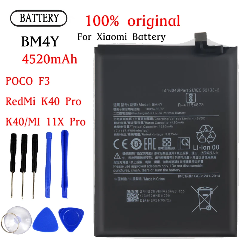 Original Capacity BM4Y BATTERY Replacement For Xiaomi POCOPHONE F3/ Redmi K40 Pro/ MI 11I/ MI 11X PRO PHONE Batteries Bateria