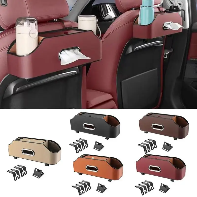 

Автомобильный многофункциональный кожаный ящик для хранения салфеток под сиденьем, Симпатичный Бумажный чехол на заднее сиденье автомобиля, креативный переносной стакан для воды
