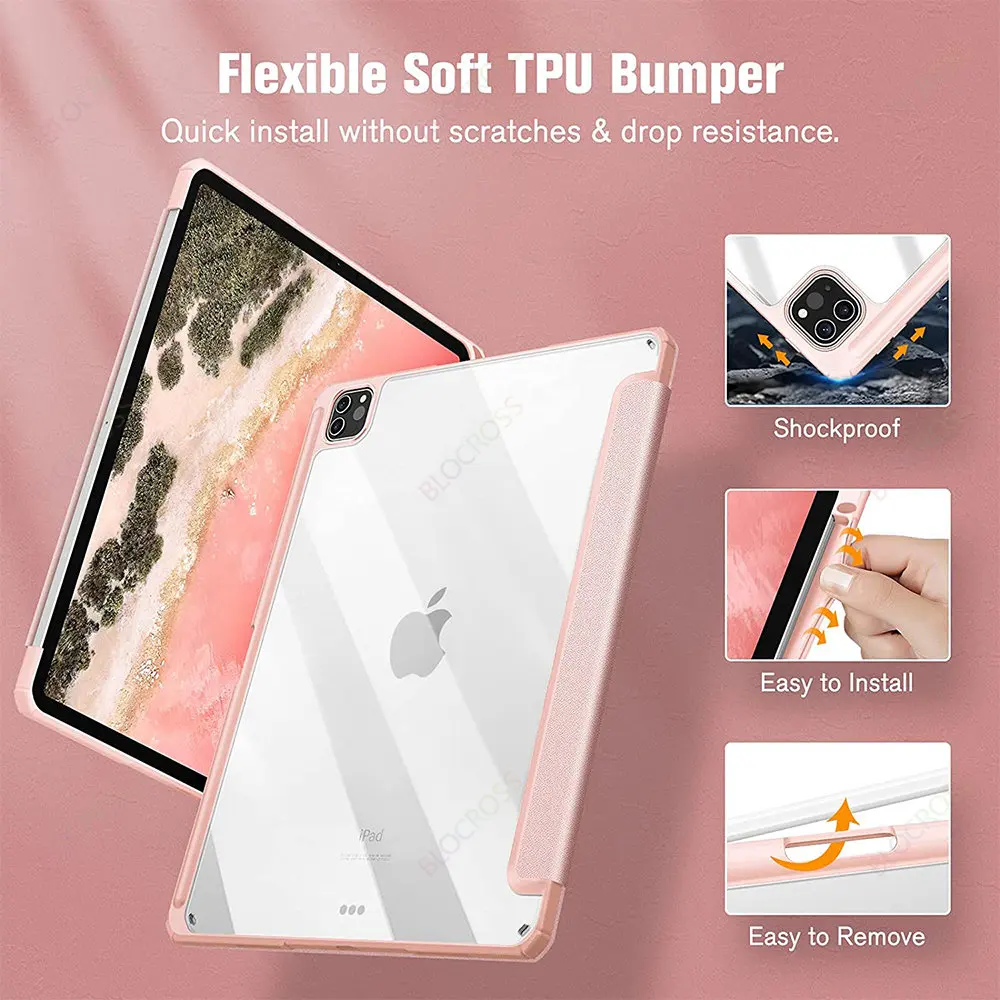 

Чехол с держателем для карандаша для iPad Pro 12,9 2021 5-го поколения A2378 A2461A2379, подходит для iPad Pro 12,9 дюйма, чехол-подставка 4-го/3-го поколения