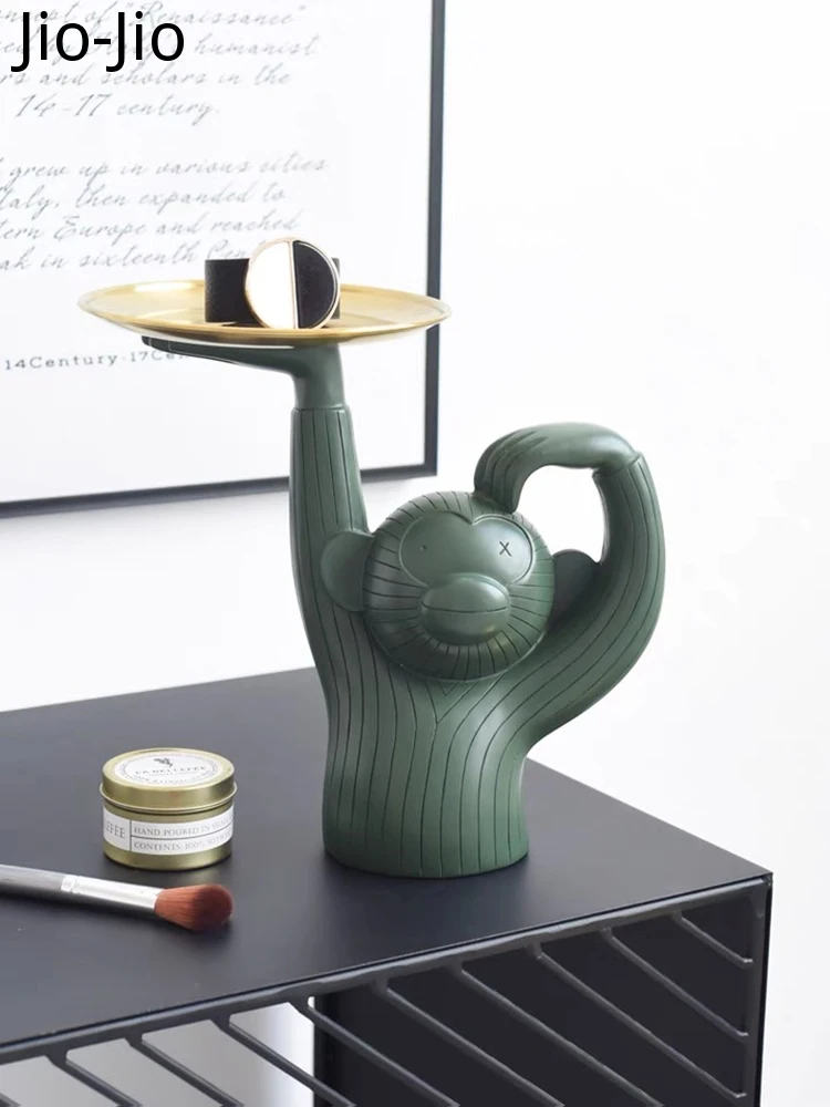 

Nordic Monkey Tray Table Ornaments Figurine Living Room Resin Coffee Table Fruit Plate Storage Rack Home Decoration Accessories