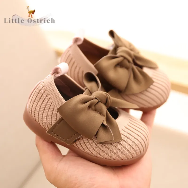 

Newborn Baby Girl Bowknot Knitted Princess Shoes Infant Toddler Child First Walker Spring Autumn Anti-slip Shoes Baby Shoes
