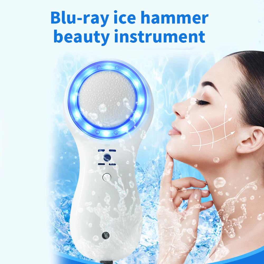 

Blue Light Cold Hammer Face Cryotherapy Ice Healing Beauty Machine Wrinkle Removal Skin Tightening Device Shrink Pores Anti Acne