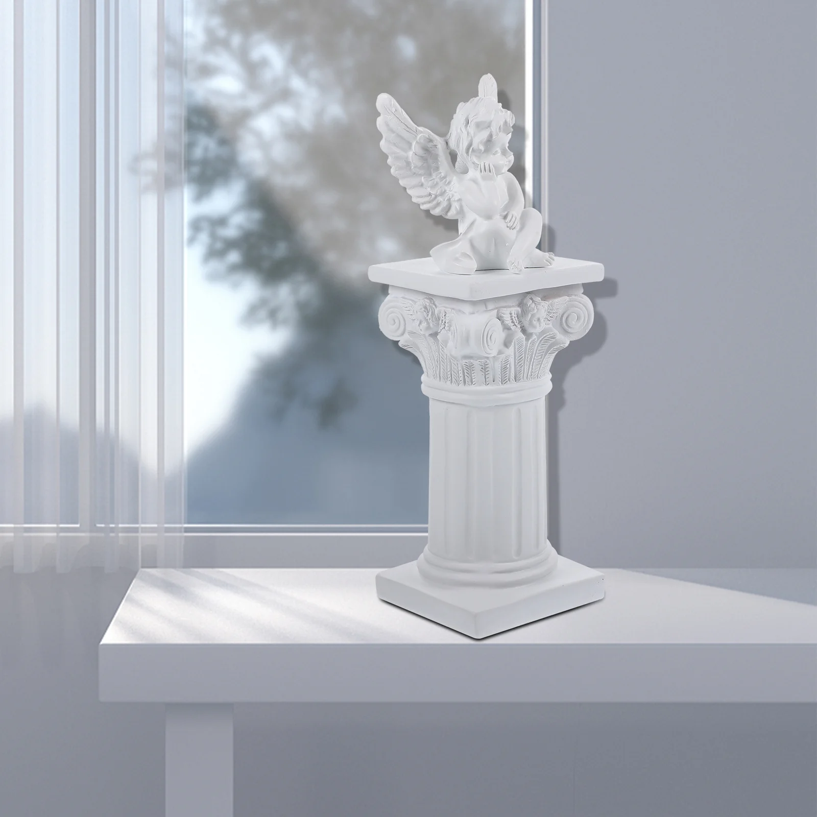 

Retro Decor Resin Exquisite Greek Sculpture Statue Column Ornament Plaster White Roman