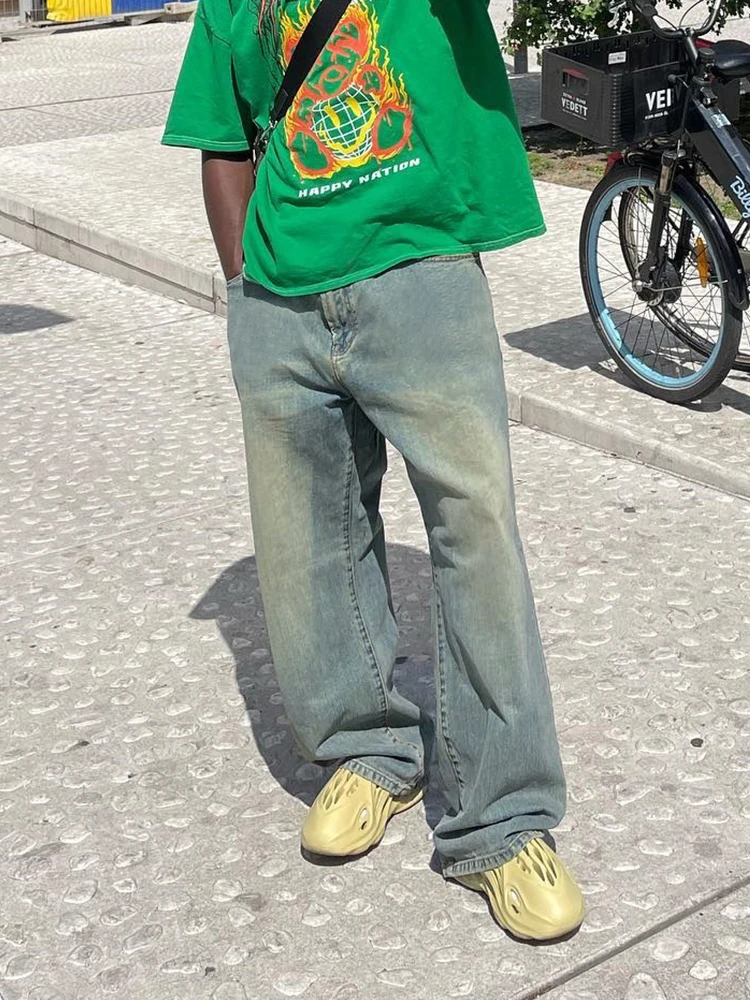 Vintage Baggy Jeans Men Y2K Fashion Loose Fit Cotton Cowboy Trousers Pantalones Homme 90s Distressed Retro Straight Denim Pants