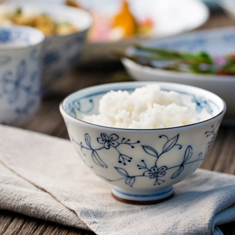 Grass Series Rice Bowl Japanese Ceramic Tableware Porcelain Soup Bowl Dinner Set Plates and Dishes Kitchen Accessories