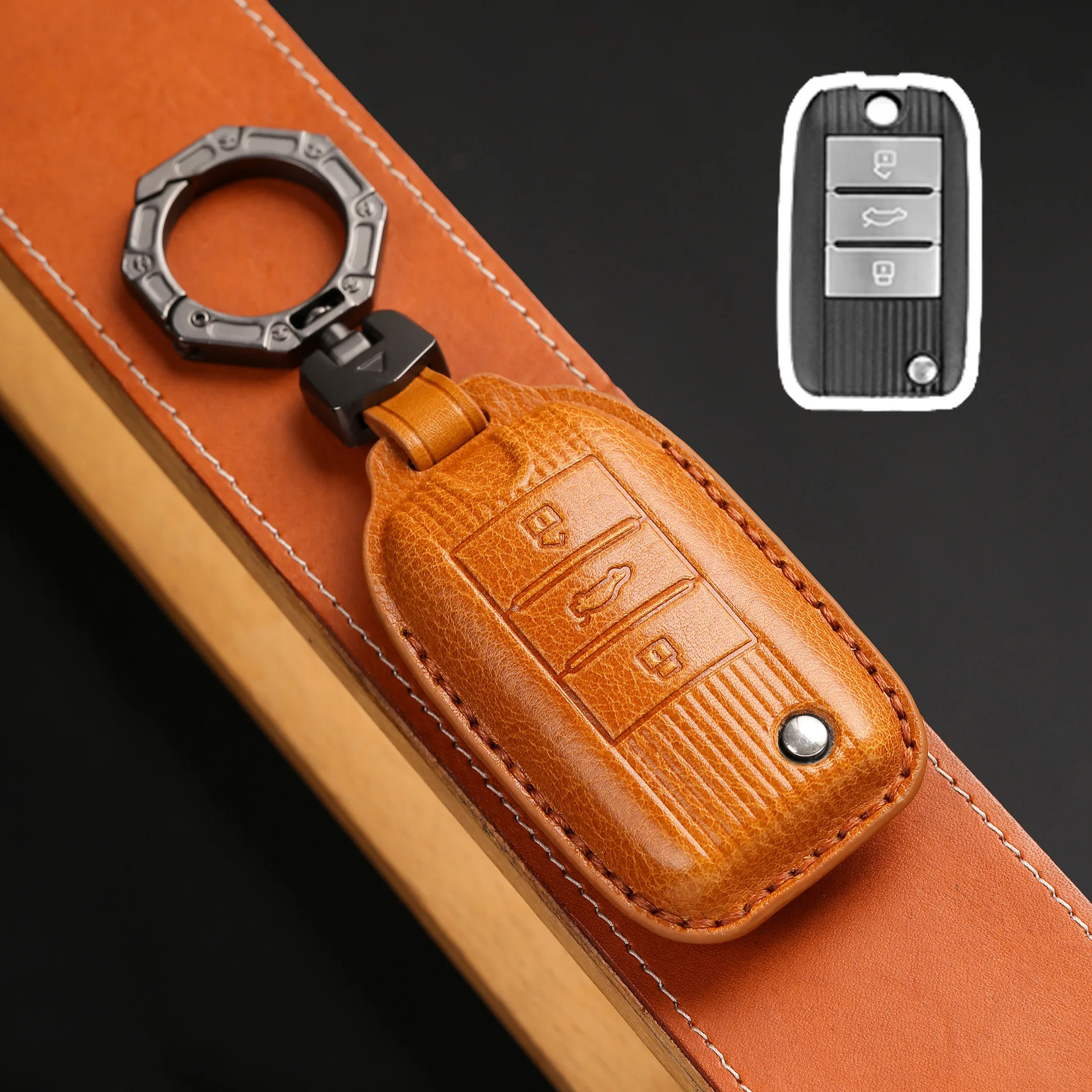 

Luxury Leather Car Key Case Cover for Roewe RX5 MG3 MG5 MG6 MG7 MG ZS GT GS 350 360 750 Car Keychain