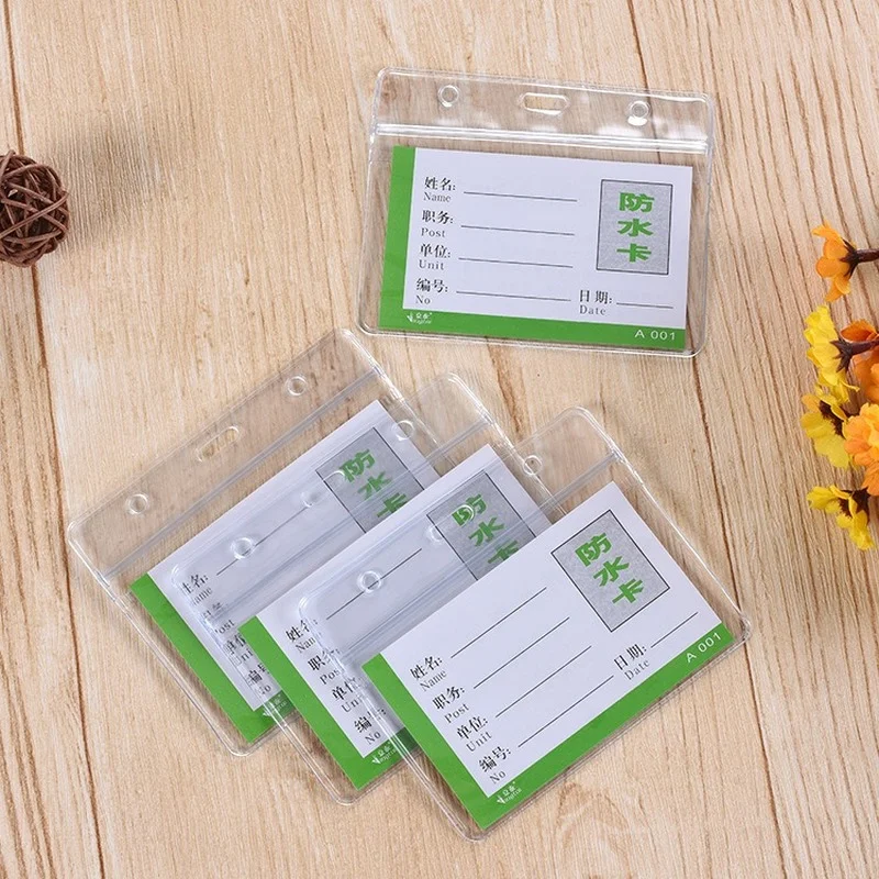 

5pcs Soft PVC Transparent Work Card Cover ID Holders Name Badges Sleeve Case Bus Pass Card Holder Work Identification Card Case