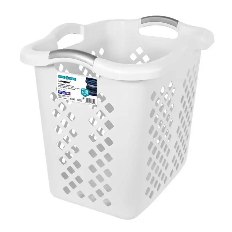 

Bushel Lamper Laundry Basket with Silver Handles, White Clothes drying rack Pants hanger Hamper Cesto ropa sucia infantil Launda