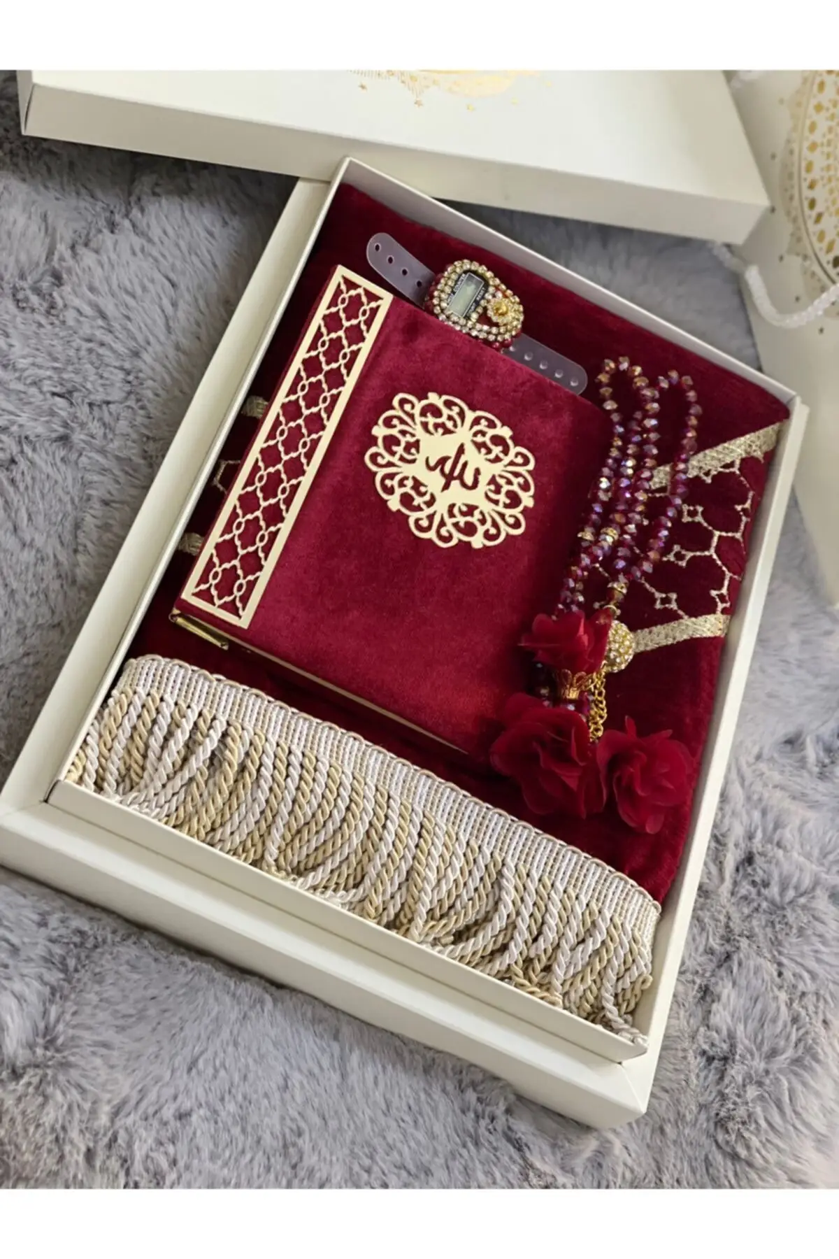Groom Bridal Pouch Prayer Rosary Set Burgundy Kare Figured Fringed Carpet & Rug Mat Home Furniture