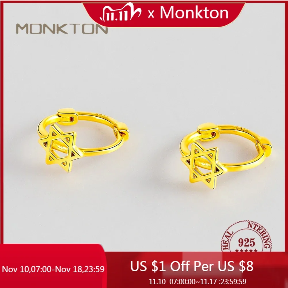 Серьги-гвоздики Monkton из серебра пробы с изображением звезды Давида Женские