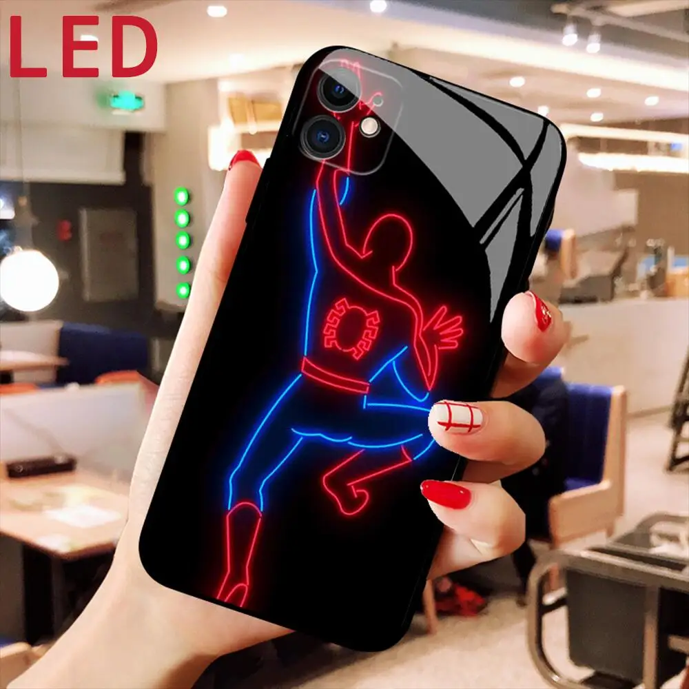 Batman LED Luminous Glass phone Case For IPhone 13 12 11 Pro Max Mini X XS  Max 7plus 6 6S cover
