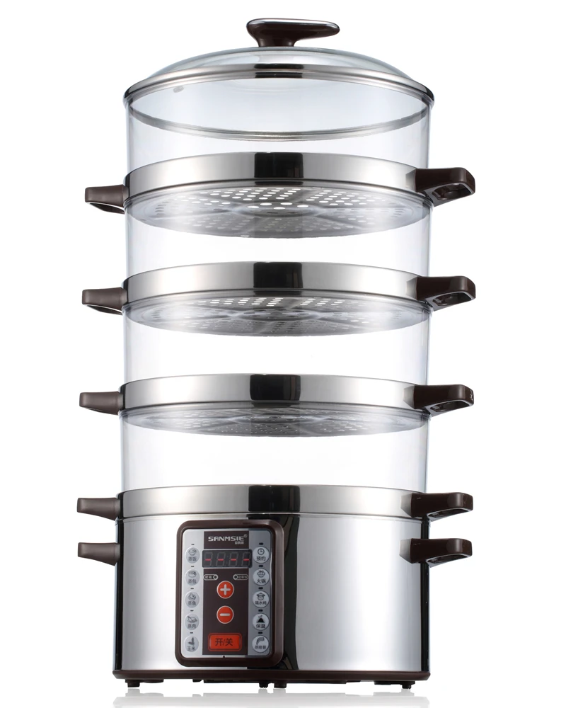 

Sanmsie32cm Multi-function Super Large Electric Steamer Multi-layer Stainless Steel Transparent Steamer Buffet Food Warmer