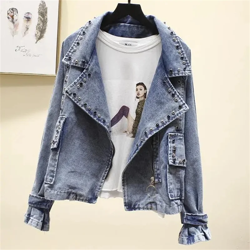 Куртка женская джинсовая в Корейском стиле свободная ветровка гонконгском с