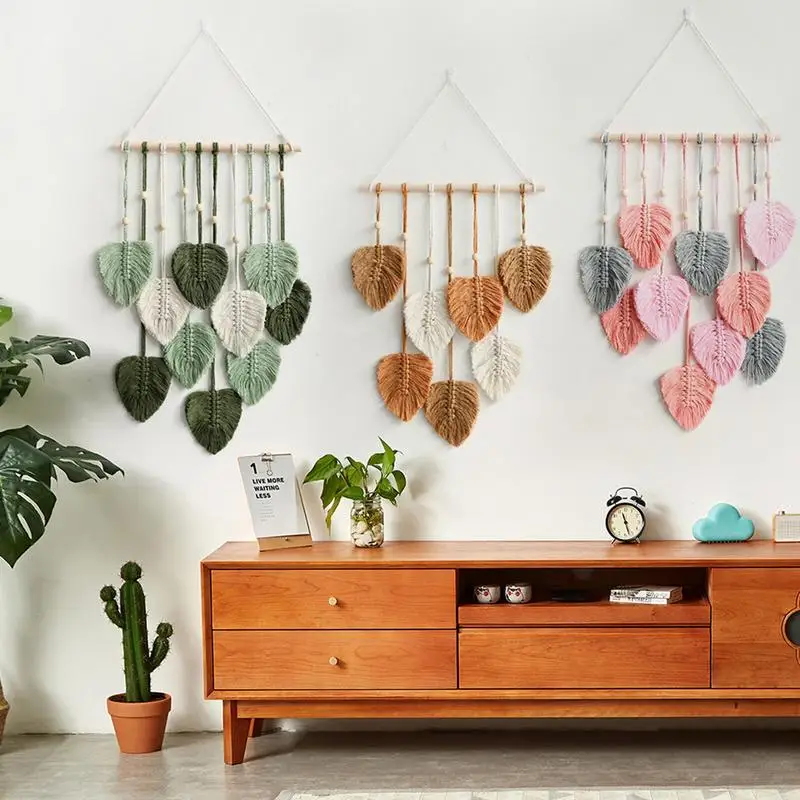 

Creative Hand-woven Cotton Rope Leaf Tapestry Woven Cotton Ornaments Boho Art Wall Decor Colorful Boho Wall Decor For Room