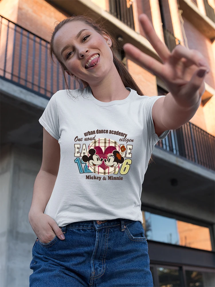 

Mickey and Minnie Couple T Shirt France Vintage Harajuku Short Sleeve Ropa Aesthetic Well Being 2022 Summer Disney Street Tshirt