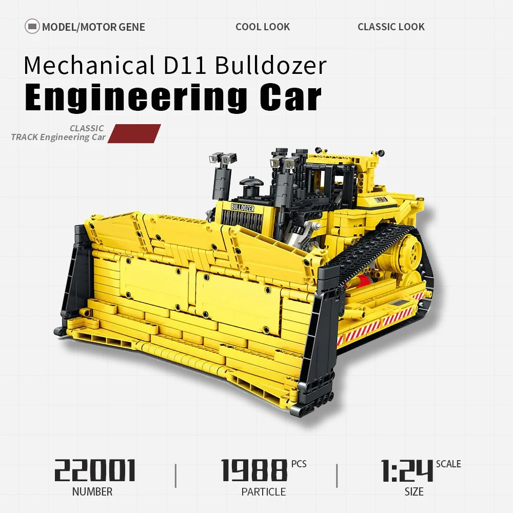 

22001 1988pcs High-tech Engineering Car Series Mechanical D11 Bulldozer Moc Bricks Technical Model Building Blocks Boys Toys