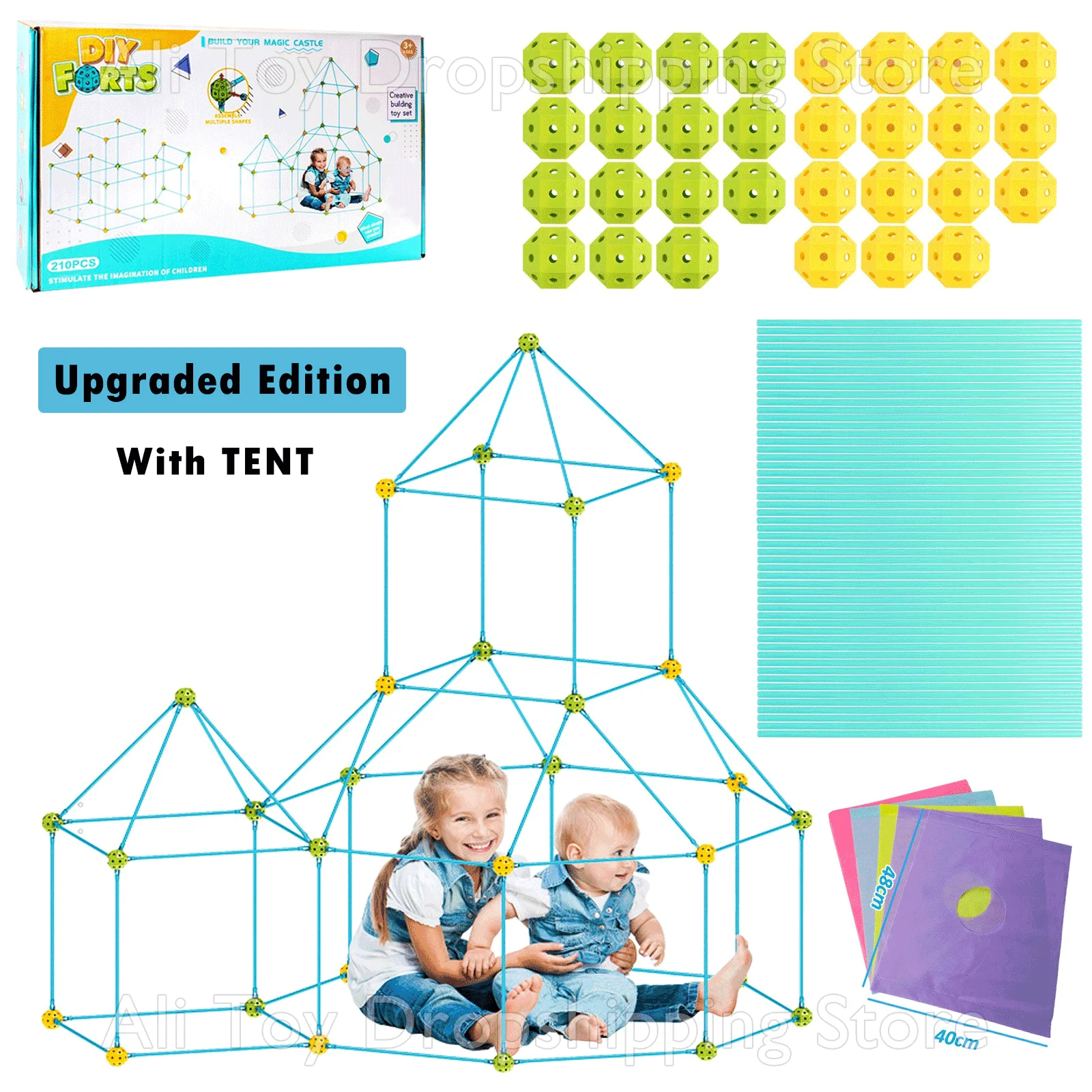 Castles Tunnels Kids Tent Play House Construction Fort Building Kit DIY Fortress Outdoor Sports Games Toys Set for Children Gift |