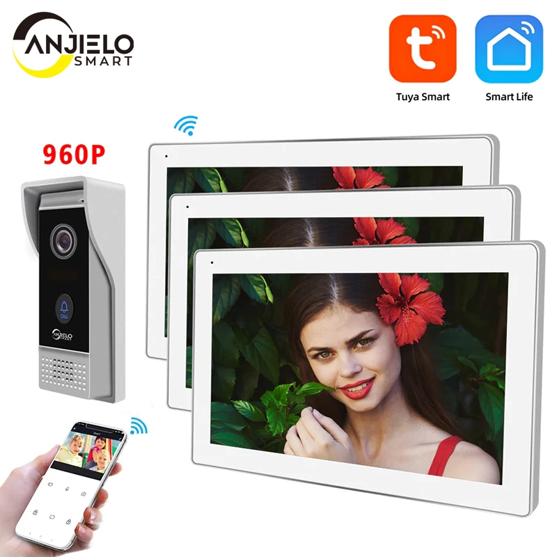 10-inch Wifi Video Intercom HD Color Touch Screen 960P Outdoor Doorbell Motion Detection Tuya Smart Remote View Home Security