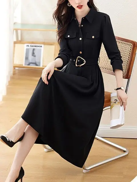 Высококачественное осеннее платье-рубашка с длинными рукавами для женщин новый