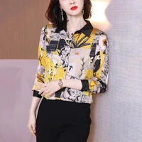 new womens fashion blouse spring autumn middle aged mother top bottoming shirt womens long sleeve chiffon shirt 3xl