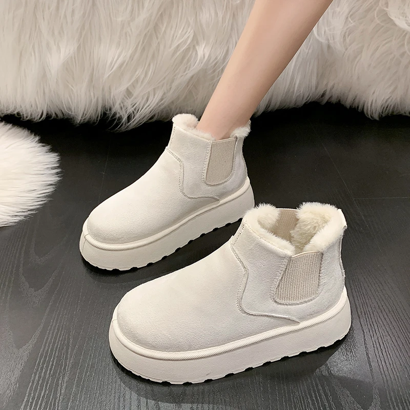 

Winter 2023 New Women's Snow Boots Warm Non-Slip Waterproof Ladies Flats Boots Casual Solid Color Female Ankle Boots Botas Mujer