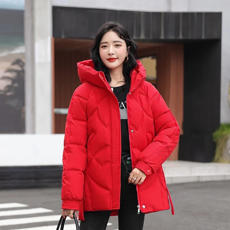 2022 New Warm Thick Cotton Coat Korean Winter Loose Hooded Parkas Coat Women Outwear Lady Jacket Women Winter Down Padded Jacket
