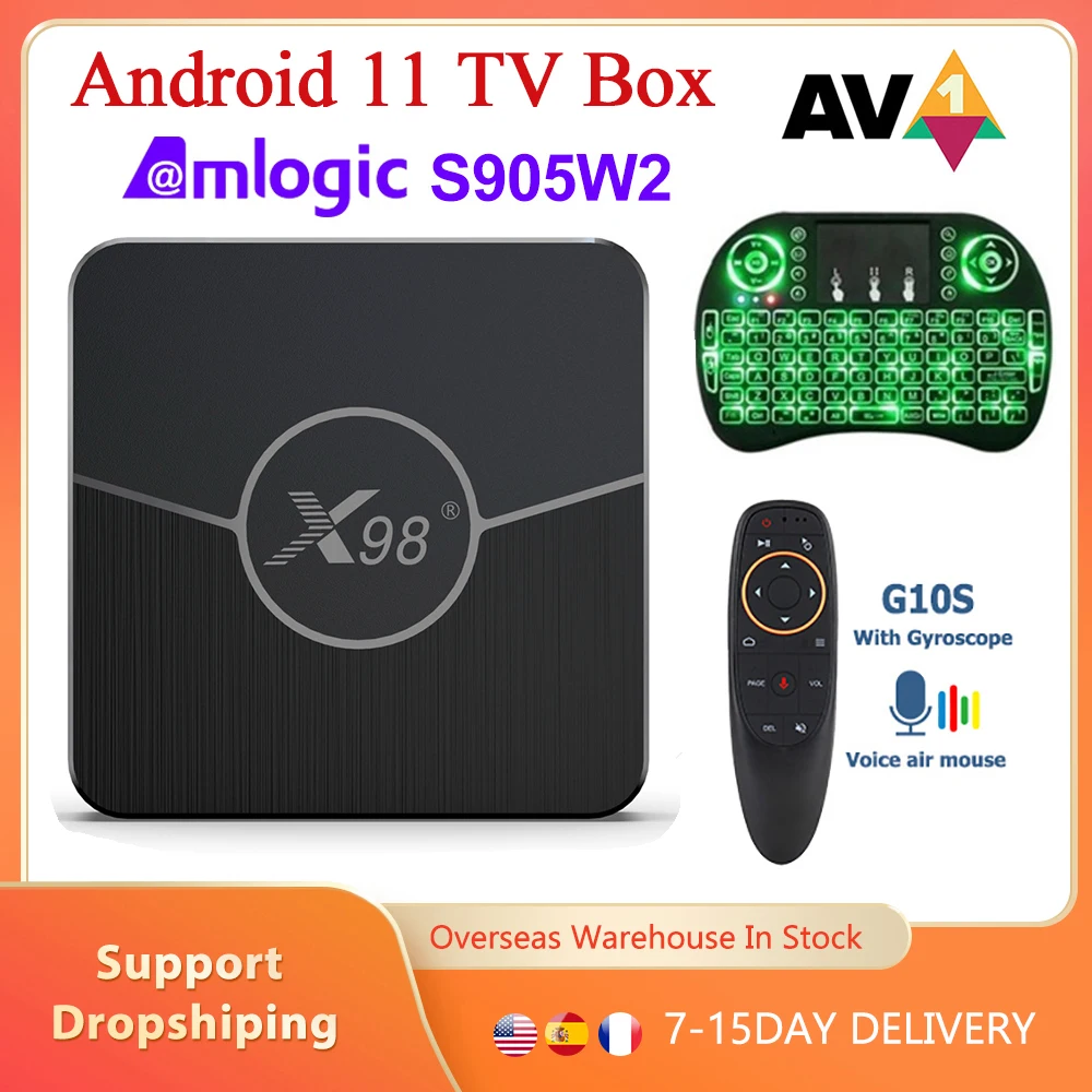 

Приставка Смарт-ТВ X98 Plus, Android 11,0, Amlogic S905W2 AV1, 2,4 ГГц, стандартный Wi-Fi, 4K, BT, HDR10, медиаплеер, ТВ-приставка