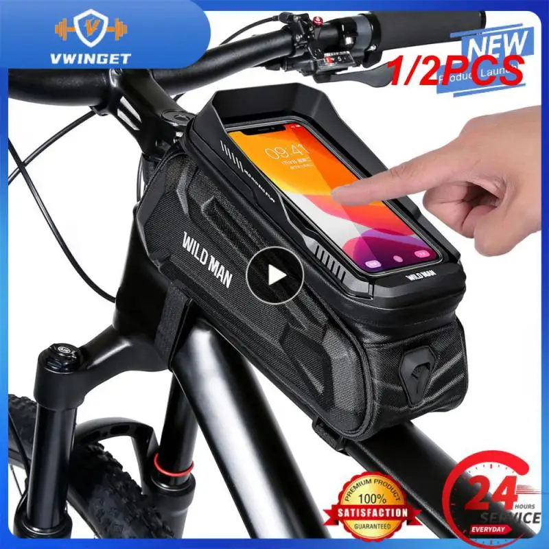 

1/2PCS MAN Rainproof Bag Frame Front Top Tube Cycle Cycling Bike Bags Waterproof 6.5in Phone Touchscreen MTB Accessories