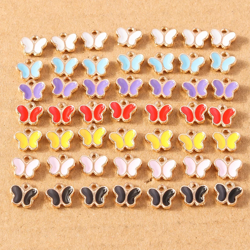 

30pcs 8x8mm Cute Mini Enamel Animal Butterfly Charms Pendants for Making DIY Drop Earrings Necklaces Handmade Jewelry Findings
