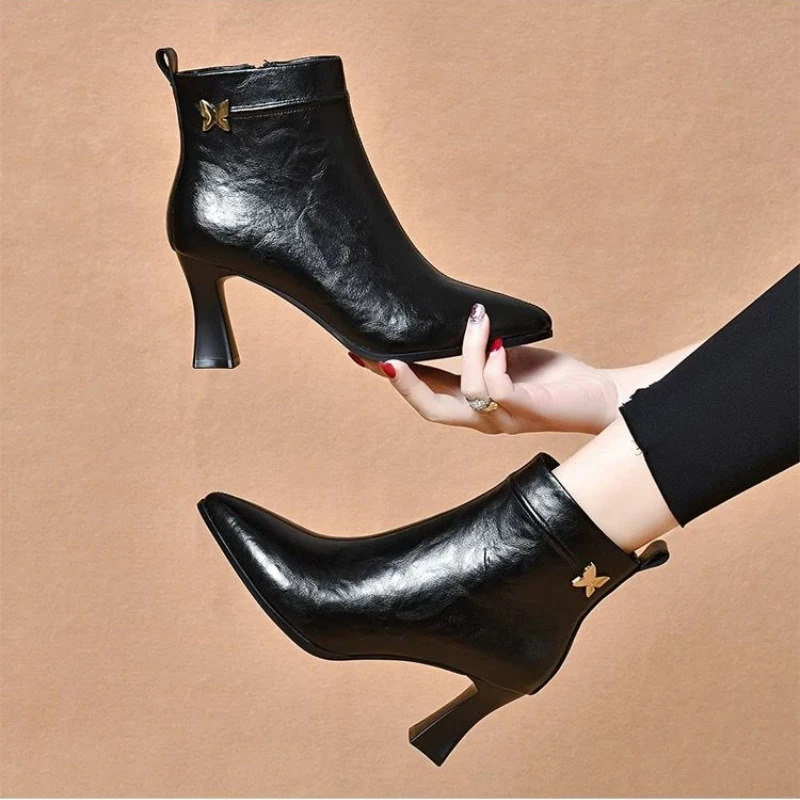 Женская обувь 2024 высококачественные женские сапоги на молнии осенние однотонные