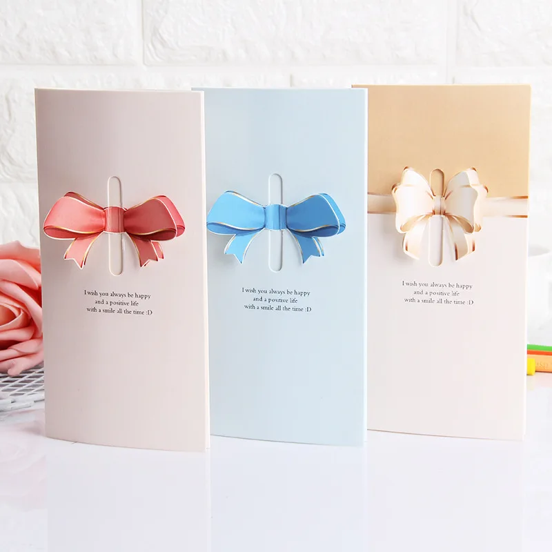 

10PCS Creative Christmas Cards Love Bow Wings Cards New Year Christmas Teachers Thanksgiving Greeting Cards