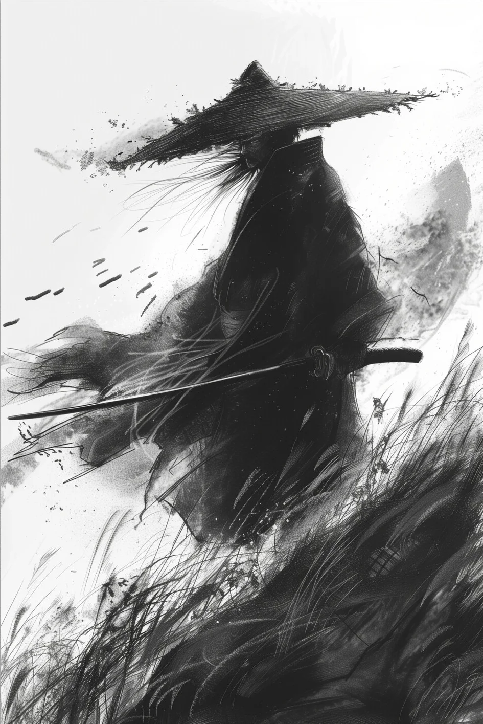 

Абстрактный плакат с самураями на холсте