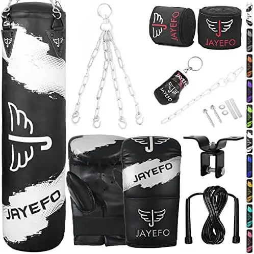 

Bag Filled for Boxing MMA Muay Thai Kickboxing Gym Fitness Training Workout Men & Women 9 Pcs Complete Heavy Set Hanging Pun
