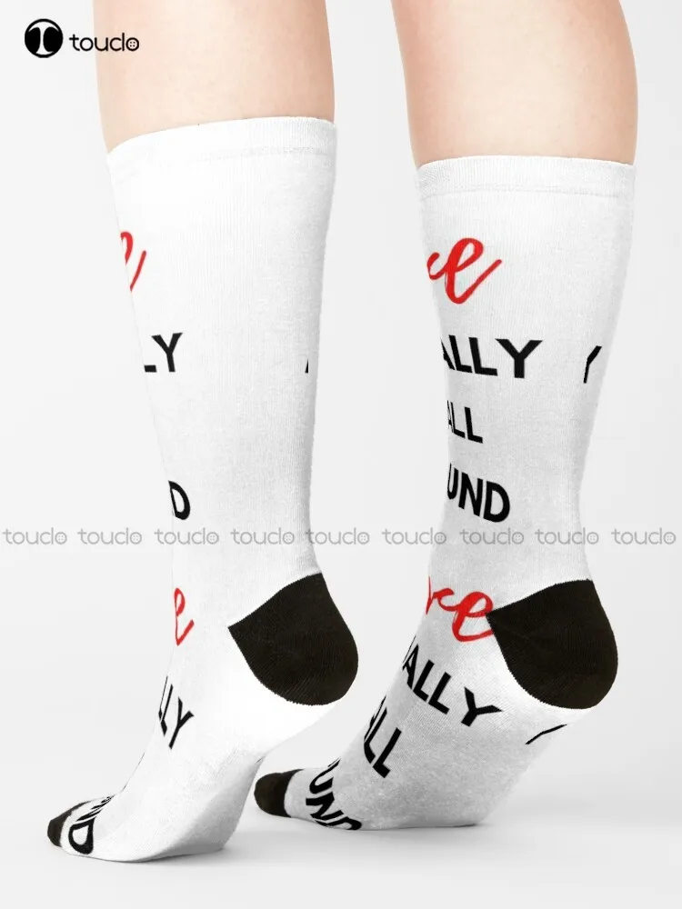 

Love Actually Is All Around Socks Boot Socks For Men Personalized Custom Unisex Adult Teen Youth Socks 360° Digital Print Gift